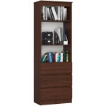 Akord - bibliothque de bureau r60 weng 60 cm 3 tiroirs faade weng mat 3 tagres 60x35x180 cm