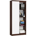 Akord - biblioth�que de bureau r80 weng� 80 cm 1 porte fa�ade blanche 8 �tag�res 80x35x180 cm