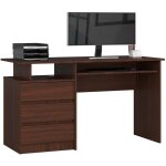 Akord - bureau d'ordinateur clp wengé 135 cm 3 tiroirs façade wengé 2 étagères 135x60x77 cm Akord - bureau d'ordinateur clp wengé 135 cm 3 tiroirs façade wengé 2 étagères 135x60x77 cm