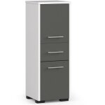 Akord - colonne salle de bains fin blanche 30 cm 2 portes 1 tiroir faade gris graphite 3 tagres 30x30x85 ...
