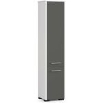 Akord - colonne salle de bains fin blanche 30 cm 2 portes faade gris graphite 5 tagres 30x30x140 cm ...