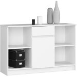 Akord - commode b17 blanche 120 cm 1 porte 1 tiroir façade blanche 6 étagères 120x40x77 cm Akord - commode b17 blanche 120 cm 1 porte 1 tiroir façade blanche 6 étagères 120x40x77 cm