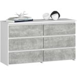 Akord - petite commode cl100 blanche 100 cm 6 tiroirs faade bton 100x35x57 cm