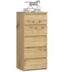 Akord - commode cl5 ch�ne artisan 40 cm 5 tiroirs fa�ade ch�ne artisan 40x35x92 cm