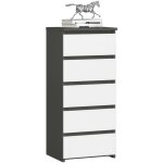 Akord - commode cl5 gris graphite 40 cm 5 tiroirs faade blanche 40x35x92 cm