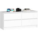 Akord - commode k120 blanche 120 cm 4 tiroirs fa�ade blanche 120x40x55 cm