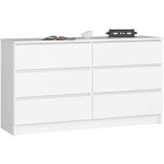 Akord - commode k140 blanche 138 cm 6 tiroirs fa�ade blanche 138x40x77 cm