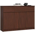 Akord - commode k140 weng� 138 cm 3 portes 3 tiroirs fa�ade weng� 6 �tag�res 138x40x99 cm