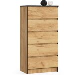 Akord - commode k60 ch�ne craft 60 cm 5 tiroirs fa�ade ch�ne craft 60x40x121 cm