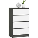 Commode akord k60 gris graphite 60 cm 4 tiroirs fa�ade blanche 60x40x99 cm