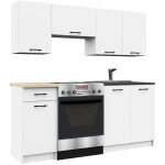 Akord - ensemble de cuisine oliwia 1. 8m blanc 180 cm 7 portes 1 tiroir fa�ade blanche 8 �tag�res 180x46x203 ...