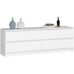 Akord - grande commode pour le salon k160 blanche 160 cm 4 tiroirs fa�ade blanche 160x40x55 cm