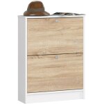 Akord - meuble  chaussures blanc 60 cm 2 portes faade chne sonoma 2 tagres 60x20x80 cm