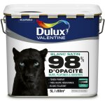 Dulux valentine - peinture blanche 98% monocouche - satin 5l - pour murs boiseries et plafonds