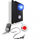 Ultra secure - alarme panique sos sans fil 300m magasin / bureaux / entreprise noire - flash bleu & sirne ...