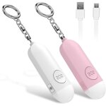 Alarme de poche rechargeable 2 pièces (rose + blanc), défense personnelle de base, livrée avec sirène ... Alarme de poche rechargeable 2 pièces (rose + blanc), défense personnelle de base, livrée avec sirène ...