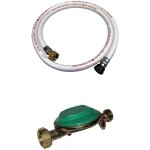 Kit tuyau flexible de gaz 1. 5 m � embouts m�caniques 25mm + d�tendeur butane 28mbar 1. 3kg / h ? normes ...