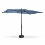 Parasol droit rectangulaire 2x3m - touquet bleu gris� - m�t central en aluminium orientable et manivelle ...
