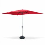 Parasol droit rectangulaire 2x3m - touquet rouge - m�t central en aluminium orientable et manivelle d'ouvertur ...