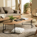 Macabane - sixtine - table basse ovale 163x63cm plateau en bois de teck recyclé Macabane - sixtine - table basse ovale 163x63cm plateau en bois de teck recyclé