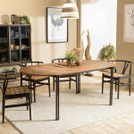 Macabane - sixtine - table � manger ovale 200x105cm plateau bois de teck recycl�