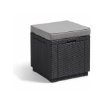 Allibert - table - pouf de jardin keter by keter - cube avec coussin - gris graphite - 47, 1 l