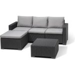 Allibert - salon de jardin california canap� 3 places + pouf + table basse - anthracite - keter