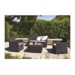Allibert salon de jardin corona 4 places imitation resine tressee - gris