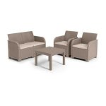 Allibert - salon de jardin en imitation resine tressee avec table basse - 4 personnes - sanremo - beige ...