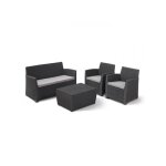Salon de jardin - rsine imitation rotin tress - allibert by keter - 4 personnes - mia - gris graphite ...
