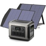 R1500 station lectrique portable avec 2 panneau solaire pliables de 100w, 1152wh batterie lfp, avec ...