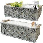 Alovez - lot de 2 paniers de rangement en macramé - style bohème - pour salle de bain et chambre à coucher ... Alovez - lot de 2 paniers de rangement en macramé - style bohème - pour salle de bain et chambre à coucher ...