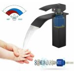 Alovez - auralum mitigeur robinet de lavabo cascade noir moderne mitigeur robinet salle bain pour vasque ...