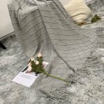 Alovez - jet de canap, couvre - lit plaid tricote 100% acrylique avec franges, couverture dcorative ...