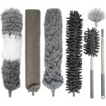 Plumeau poussire, 7 pices poussire tlescopique amovible et lavable d'outils de nettoyage de maison ...