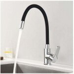 Alovez - robinet cuisine m�moire de forme mitigeur d'�vier courbe en silicone noir robinetterie chrom� ...