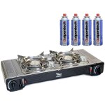 Rchaud  gaz 2 feux 4400w thermocouple intgr + 4 cartouches de gaz 250gr alpen camping