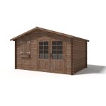 Altanka - abri de jardin en bois - 12m2 - 4x3m - trait - ep. 28mm - couleur: marron