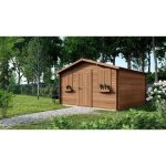 Altanka - abri de jardin en bois - 16m2 - 4x4m - trait - ep. 28mm - couleur: marron