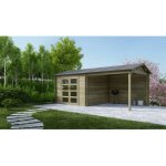 Altanka - abri de jardin en bois - 17, 40m2 - 5, 79x3m - trait� - ep. 28mm - couleur: vert