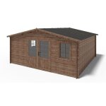 Altanka - abri de jardin en bois - 25m2 - 5x5m - trait - ep. 28mm - couleur: marron