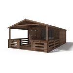 Altanka - abri de jardin en bois - 4x3 m + terrasse avec balustrade et avant - toit en bois - 24 m2 - ... Altanka - abri de jardin en bois - 4x3 m + terrasse avec balustrade et avant - toit en bois - 24 m2 - ...