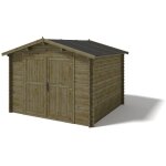 Altanka - abri de jardin en bois - 9m2 - 3x3m - trait� - ep. 28mm - couleur: vert