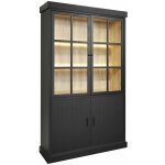 Alpha - vitrine 4 portes aspect bois noir avec leds