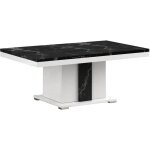 Ariane - table basse pied central blanc et aspect marbre noir