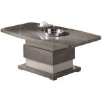 Auxane - table basse gris acier metallis� et gris perle mat