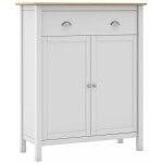 Altobuy - basco - meuble d'appoint 2 portes 1 tiroirs en pin massif naturel et blanc