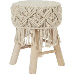 Altobuy - bohemian - tabouret assise dcorative style macram pieds en pin naturel