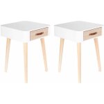 Altobuy - carel - lot de 2 chevets carrés 1 tiroir blanc et bois Altobuy - carel - lot de 2 chevets carrés 1 tiroir blanc et bois