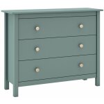Dava - commode 3 tiroirs en pin massif vert p�trole